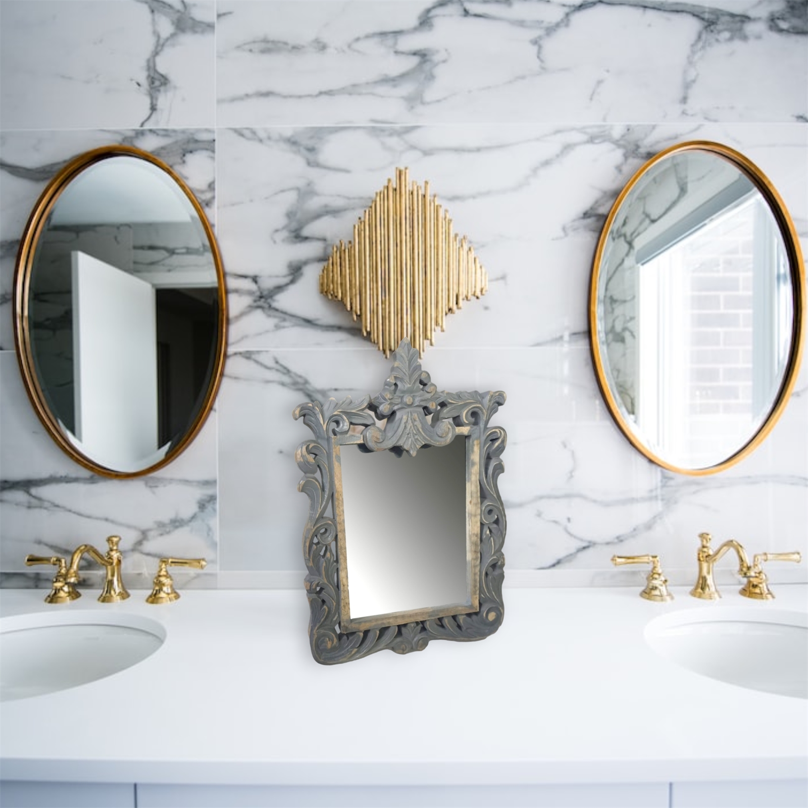 Royal Orleans Table Mirror-Grey Wash 